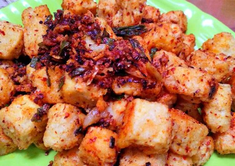 resep lengkap untuk Tahu Crispy Gurih Pedes Asin