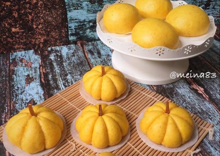 resep Bakpau Labu Kuning / Pumpkin steamed buns