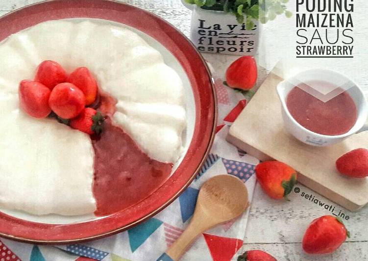 bahan dan cara membuat Puding Maizena Saus Strawberry