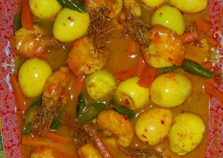 Resep Gulai udang telur puyu mix buncis dan wortel Kiriman dari mentarie