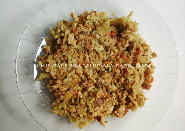 resep lengkap untuk Tumis pare mix telur (no pahit)