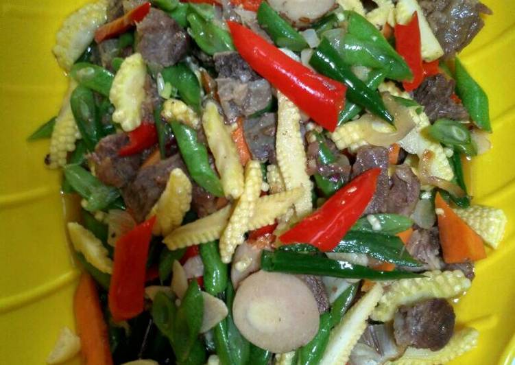 resep makanan Tumis sayuran + daging sapi