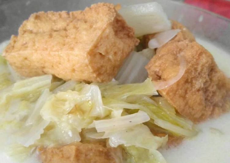 cara membuat Sayur tahu santan sawi putih