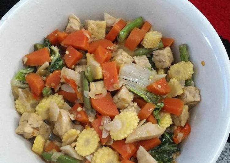 resep makanan Tumis Wortel, Sawi, Baby Corn, Tempe, Buncis sederhana rasa Spesial