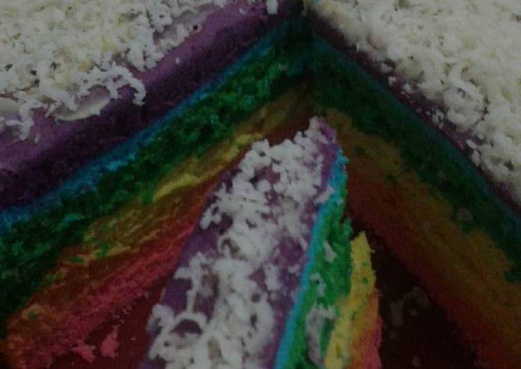 Resep Rainbow Cake kukus Kiriman dari Tiny