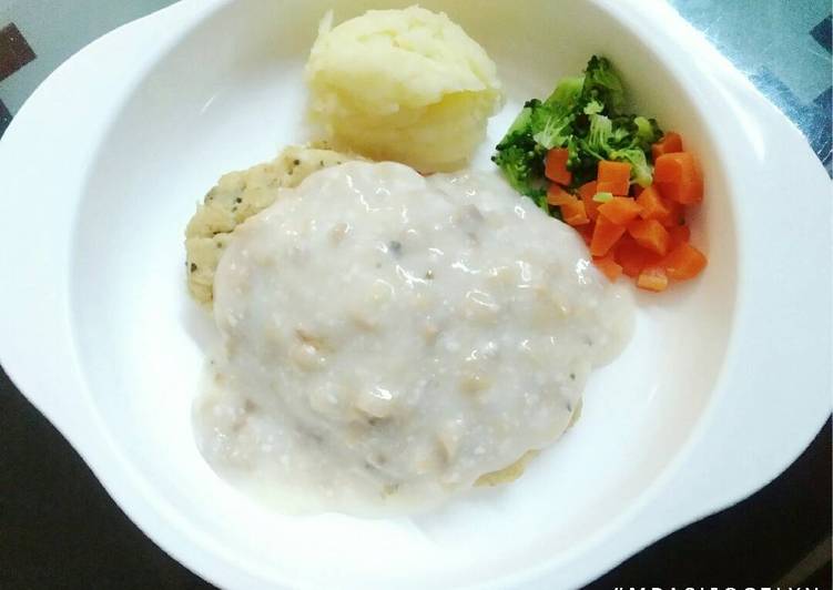 resep lengkap untuk Resep Menu MPASI 9m+ - Chicken Steak With Mushroom Sauce