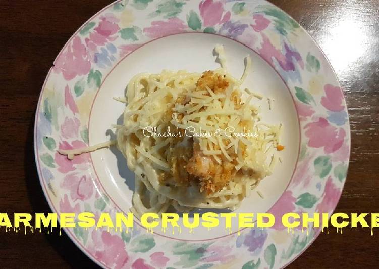 cara membuat Parmesan Crusted Chicken (ayam panggang parmesan)