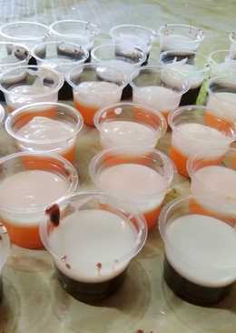 Puding coklat mangga topping fla susu