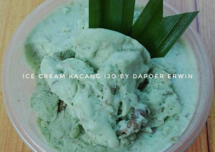 bahan dan cara membuat Ice cream kacang ijo dung dung