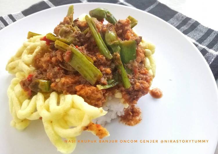 resep makanan Nasi krupuk banjur oncom genjer