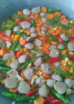 Tumis jagung wortel buncis baso