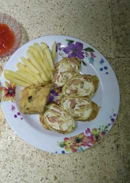 Rollade Tahu Sosis+kentang goreng