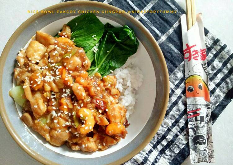 resep masakan Rice bowl pakcoy chicken kungpao