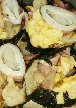 Sushi cheese scramble egg, squid and mashroom #keto