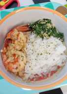 Menu anak honey prawn with garlic pakcoy