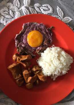 Nasi sosis telur ceplok ungu
