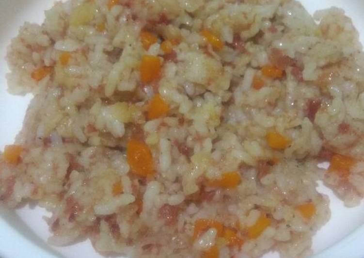 bahan dan cara membuat Nasgor kornet balita