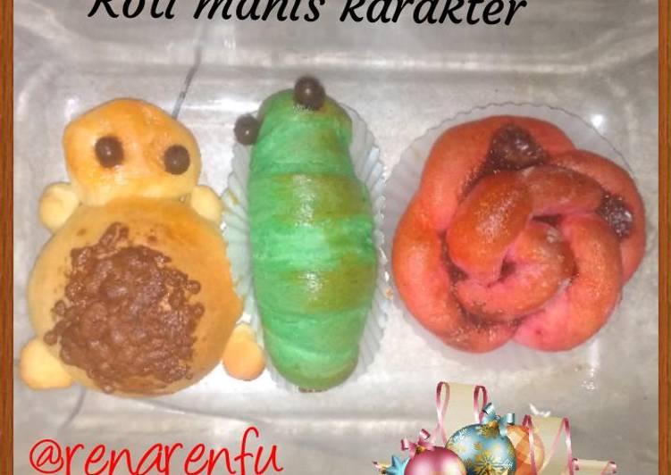 resep Roti Manis karakter (Kura2, Ulat & Mawar)