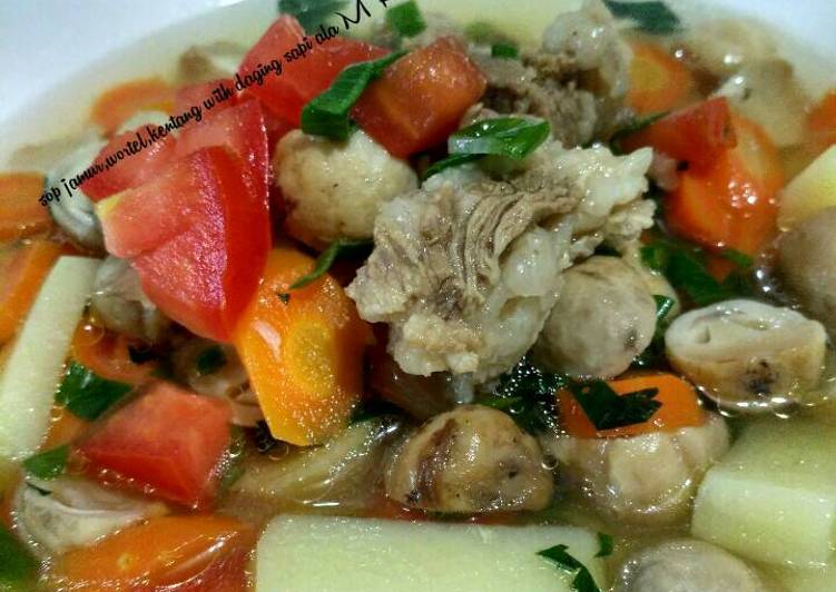 resep masakan Sop jamur,wortel,kentang with daging sapi ala MR