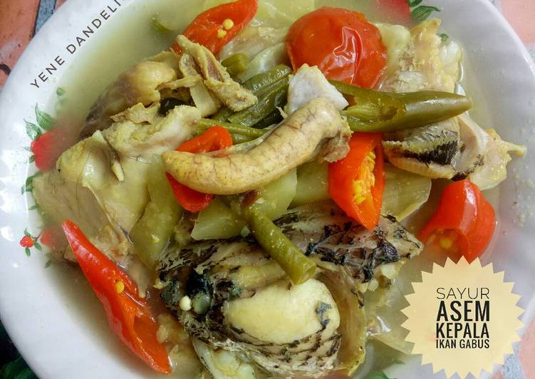 resep makanan Sayur Asem Kepala Ikan Gabus (Haruan) #Dandelion