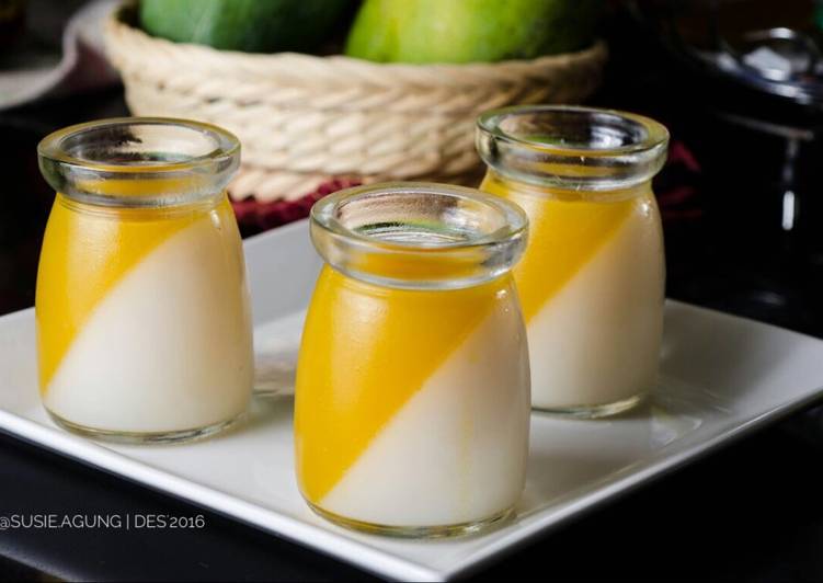 bahan dan cara membuat Puding mangga