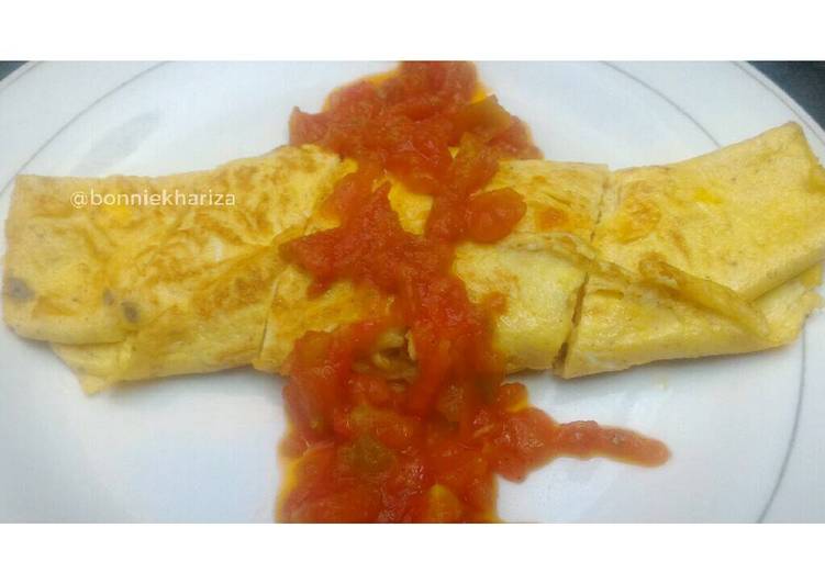 resep Omelet keju dengan saus pure tomat