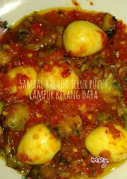 Sambal balado telor puyuh campur kerang dara