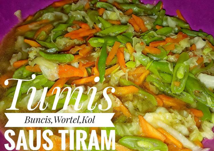 bahan dan cara membuat Tumis buncis,wortel,kol (Saus Tiram)