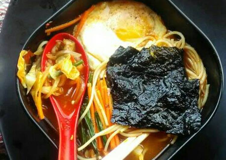 bahan dan cara membuat Spicy Spaghetti Ramen Curry Mix