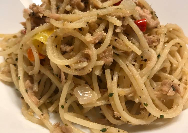 bahan dan cara membuat Spagheti Tuna Pedas