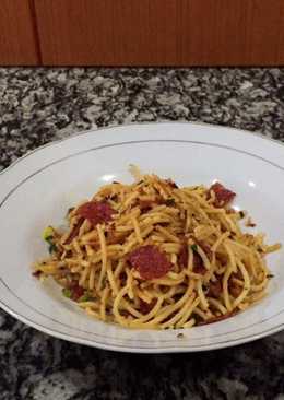 Spaghetti aglio olio beef