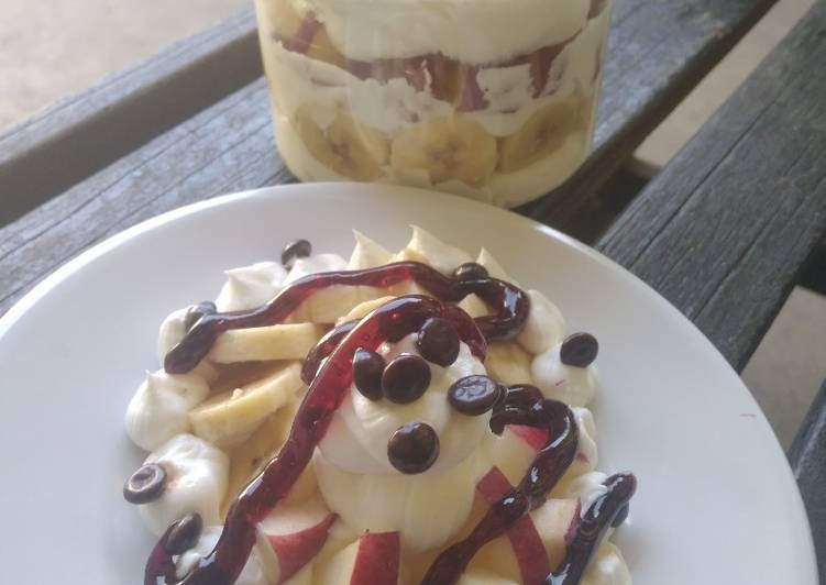 resep masakan Banana split Apple with biobianca