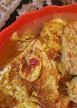 Telor ceplok balado kuah tempe