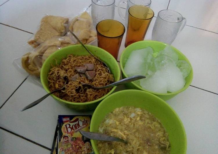 resep lengkap untuk Indomie goreng+soto