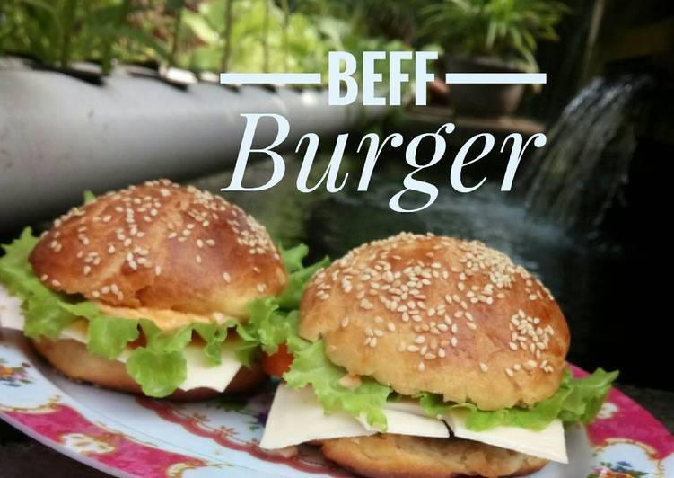 resep masakan Beef Burger Komplit plus Rice Burger