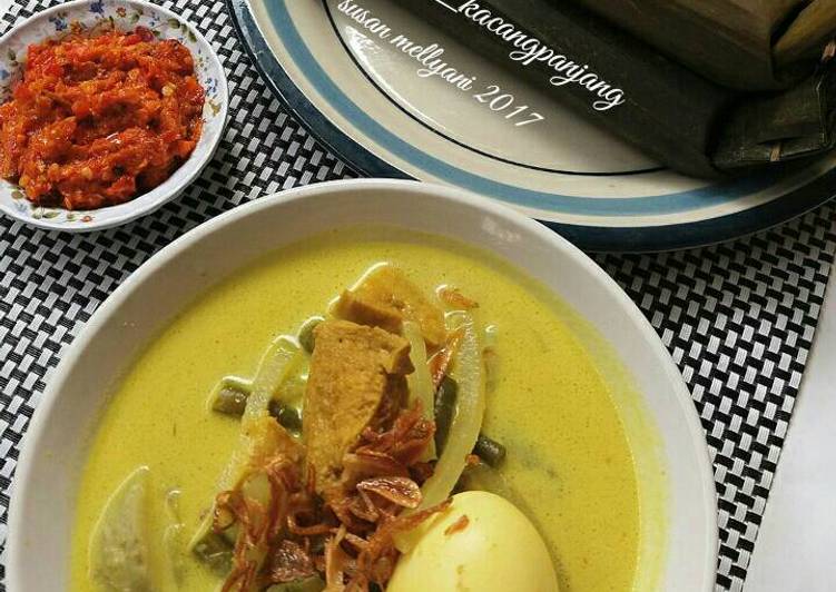 bahan dan cara membuat Lontong sayur kacang panjang (#PR_kacangpanjang)