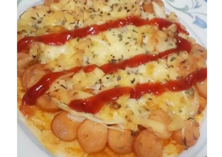 resep masakan Pizza teflon instant (pizza base) sosis keju mozarela