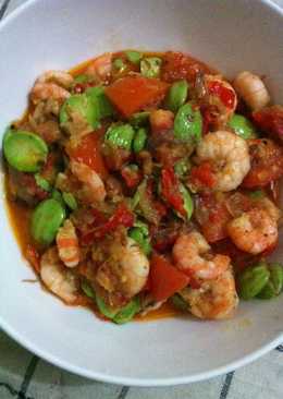 Udang pedas tumis pete