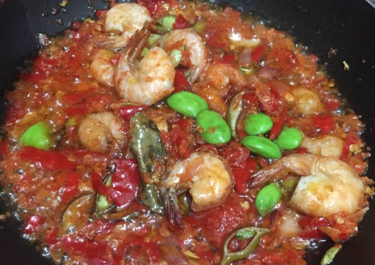 resep makanan Sambel pedas udang dan pete