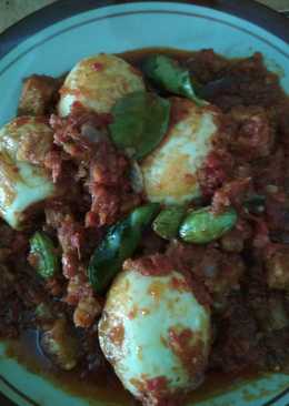 Balado telur tempe + petai