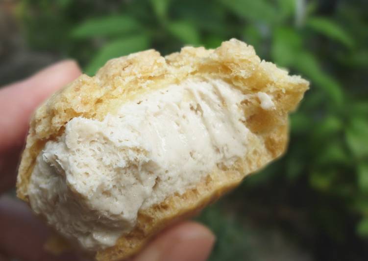 bahan dan cara membuat Resep Milk Tea Cream Puff / Choux Au Craquelin / Kue Sus