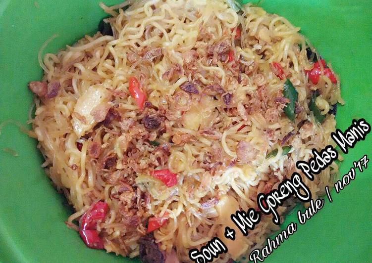 gambar untuk resep makanan Soun + Mie Goreng Pedas Manis Ala Rahma