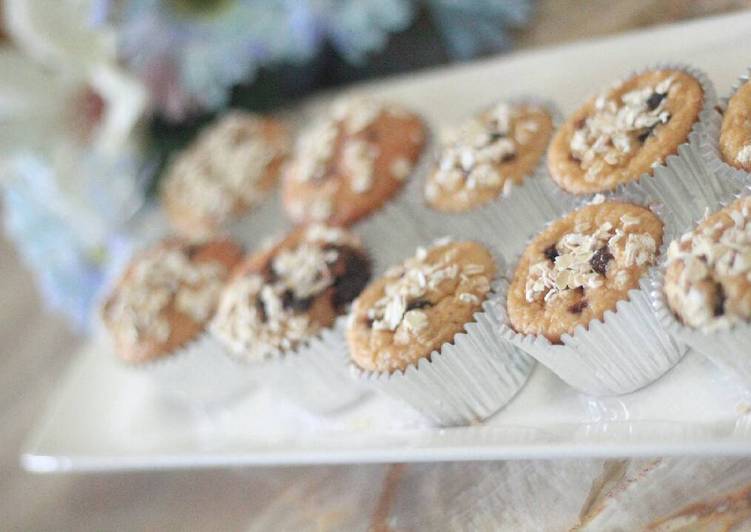 bahan dan cara membuat Healthy banana oatmeals muffin (glutten free) with Blender