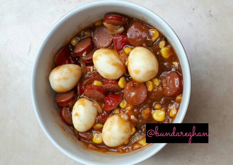 resep makanan Telur Puyuh + Sosis Asam Manis