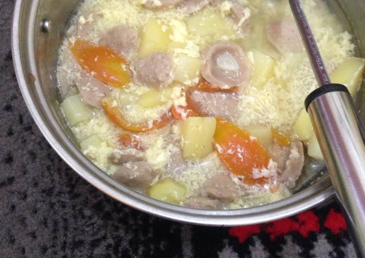 gambar untuk resep makanan Soup Kentang Baso Kuah Telur kental Gurih