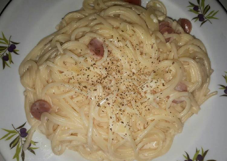 bahan dan cara membuat Simple sphagetti carbonara kw ??