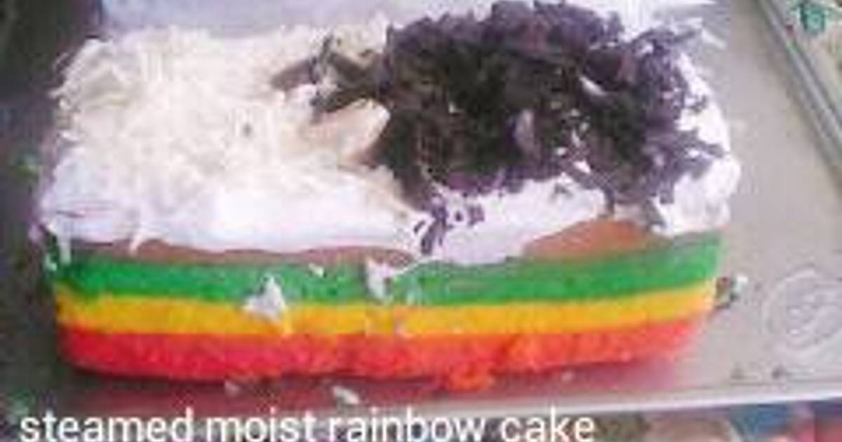Resep Steamed moist rainbow cake
