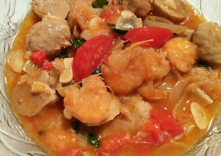 Resep Udang bakso saos asam manis Oleh Latifa Alif Agwinda Priyanto