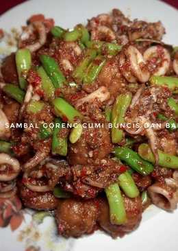Sambal goreng cumi,bakso dan buncis super pedass.. mantapp