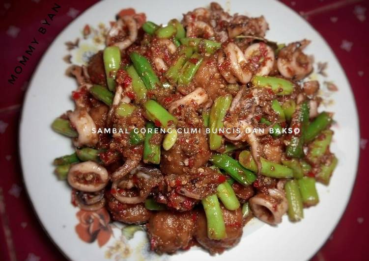 gambar untuk resep makanan Sambal goreng cumi,bakso dan buncis super pedass.. mantapp